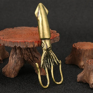 Solid Copper Cute Squid Trinket Vintage Hand Carved Bronze Model Figurines