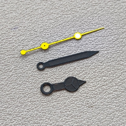 2 Sets Matted Black Painted Lume Yellow Second Hand Watch Hands for NH35 NH36