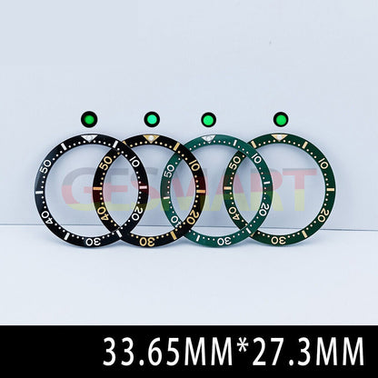 SUB ceramic watch bezel insert 33.65x27.3mm for women's flat watch accessories