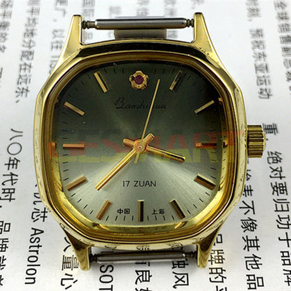 33mm Shanghai watch with golden nails, gradient dark green dial, classic manual mechanical design by Shanghai brand