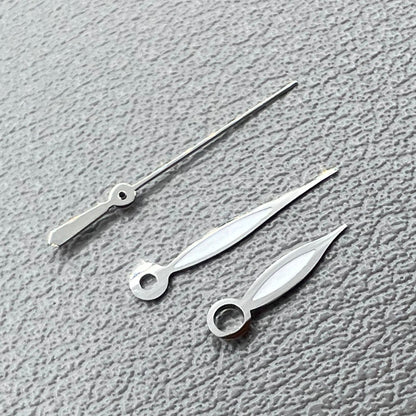 Grünes Leuchtendes Blattförmige Uhrzeigerset mit Silberrand für H35 H36 7S26