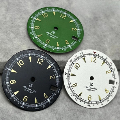 28.5mm Multicolor Watch Dial Date Window Green Luminous Dial Fit NH35/NH36/4R/7S