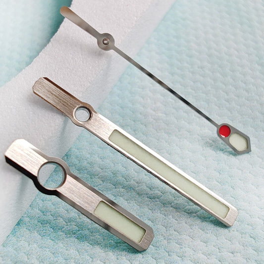 16mm Abalone 6105 C3 green lume silver trim watch hands for NH36 NH35 movement