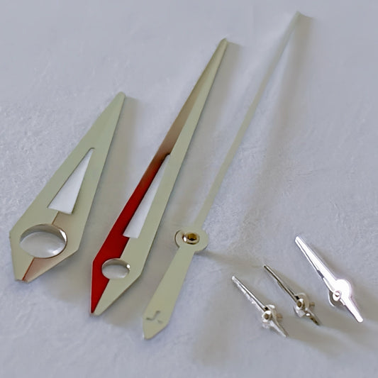 Silver-trimmed luminous watch hands for ETA/Dandong 7750 movement, ideal for T035.4 models.