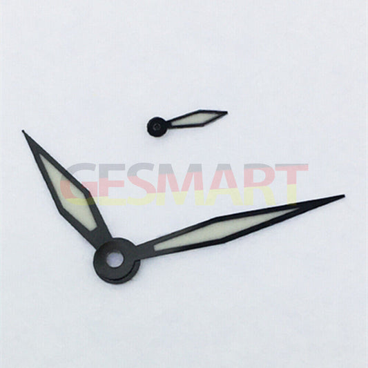 Black trim green polished blue lume watch hands for ST3600 movement, precise and luminous craftsmanship.