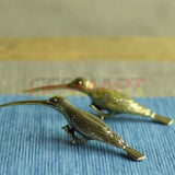 Solid Copper Woodpecker Trinket Hand Carved Bronze Model Figurines