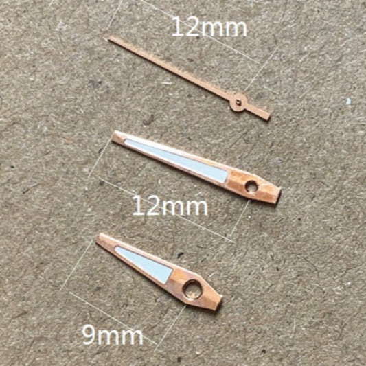 12x12x9mm Rose Golden Trim Arrow Shape Watch Hands for Miyota 2035 Quartz Movement