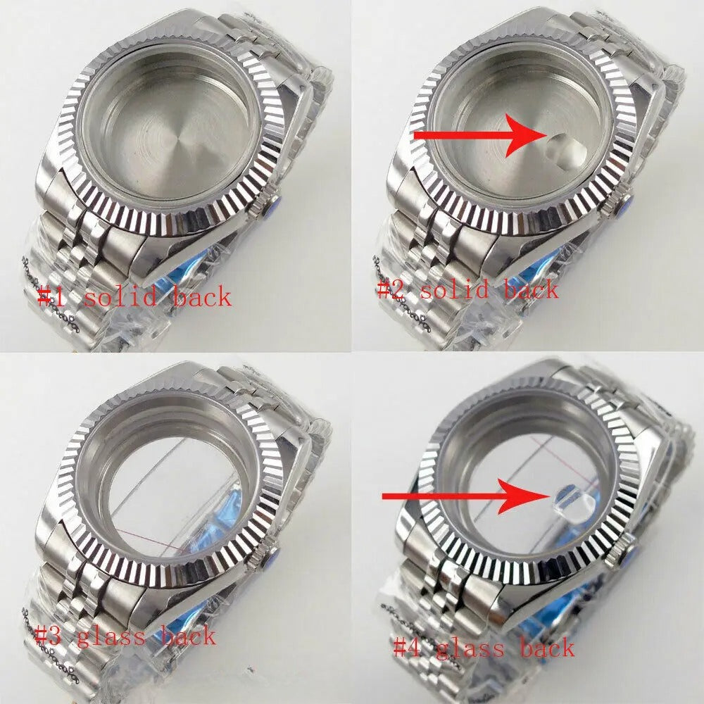 36mm 39mm Flat Sapphire Glass Watch Case Fit Datejust NH35 NH36 ETA 2824 PT5000