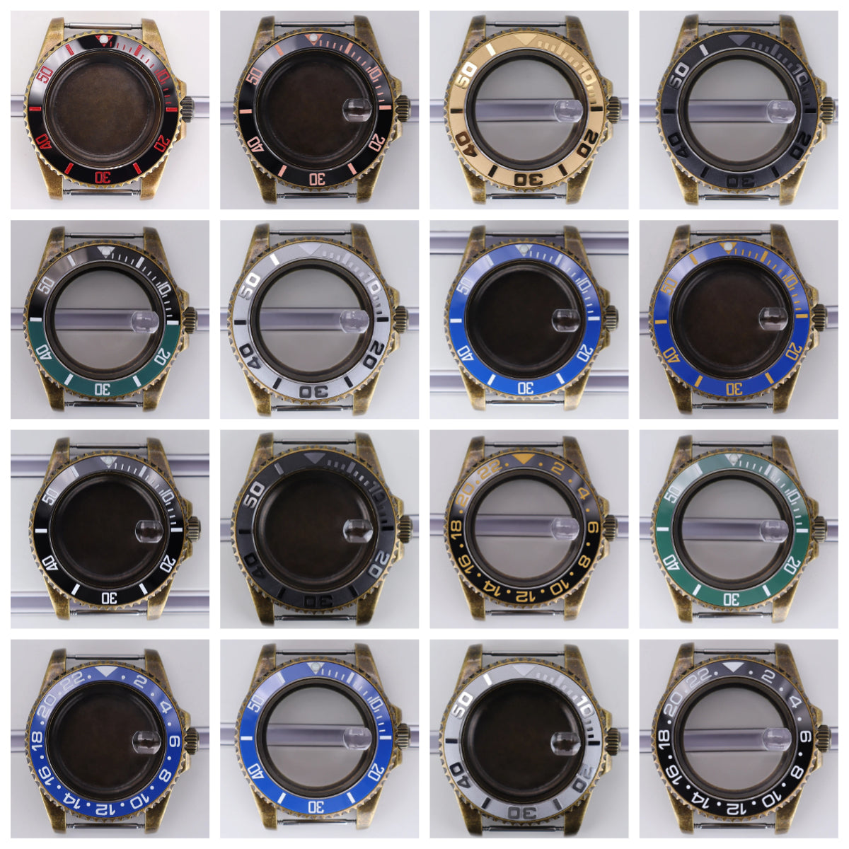 40mm Bronze SUB Watch Case Bezel For NH35/36 GMT NH34/38 4R36 Sapphire Crystal
