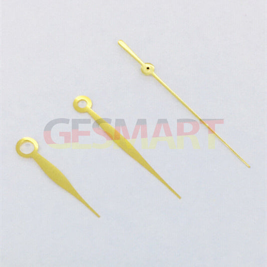 Golden polished long watch hands set by NO Lume, compatible with Asian 8215/2813/8205 movements.