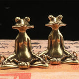 Solid Copper Meditation Frog Trinket Vintage Hand Carved Bronze Model Figurines