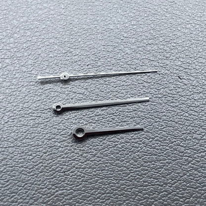 Silver 3 hands for ETA C07.111 movement, no lume, modified design by T086 for watch accessories.