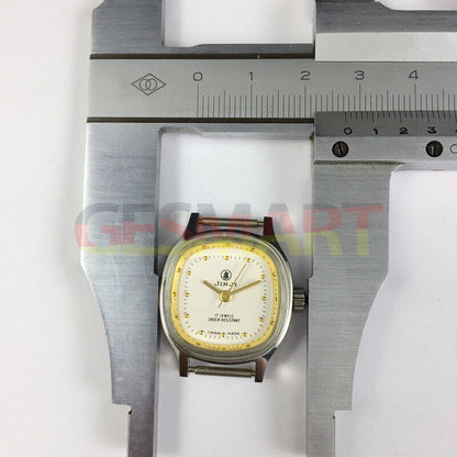 26mm SHANGHAI JINJI Lady watch with golden square case, manual movement, 17 jewels, elegant accessory.
