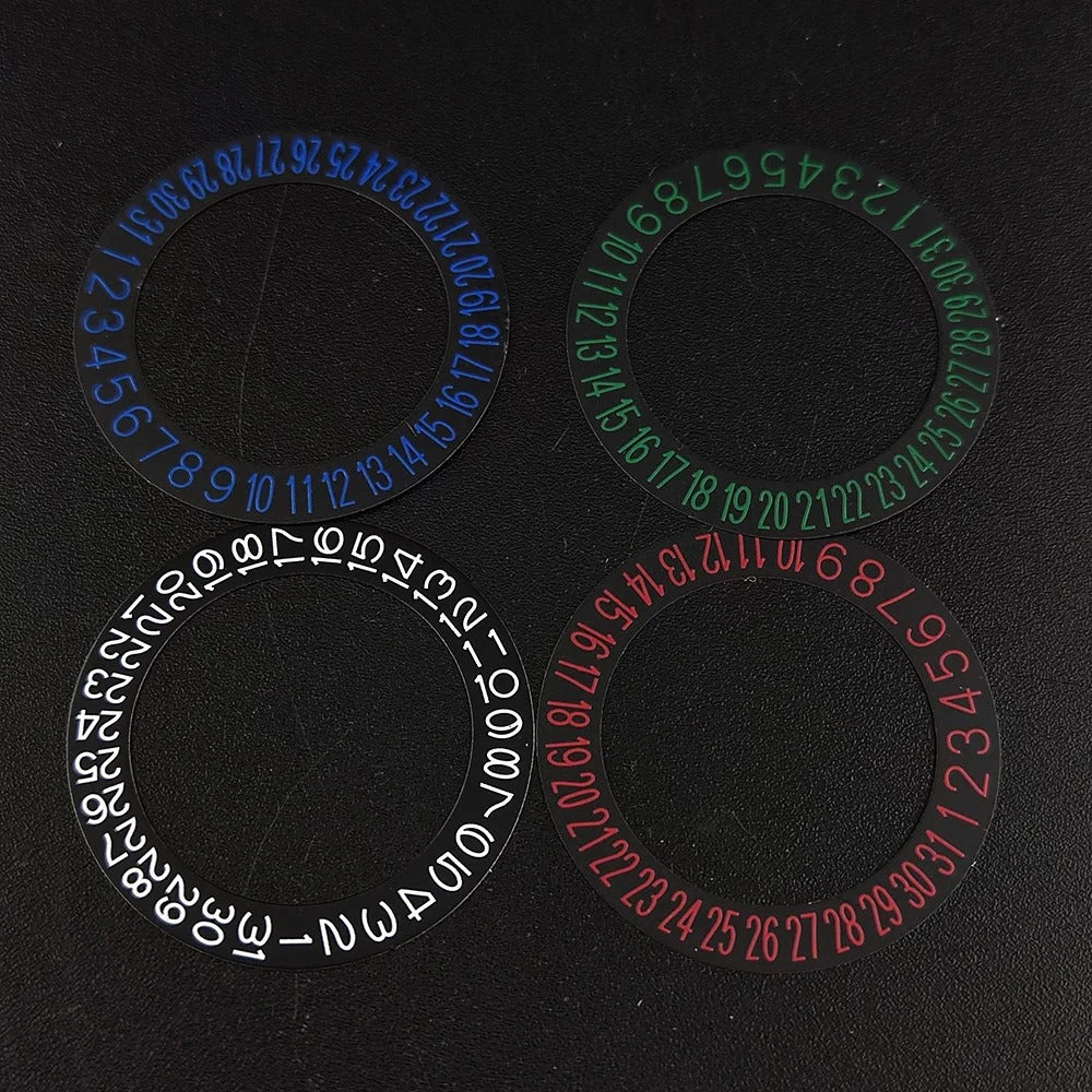 NH 35 watch calendar movement replacement parts with date and day wheel discs.