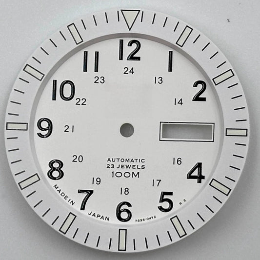 34.4mm Vintage White Modified Green Luminous Watch Dial for NH35 NH36 Movement