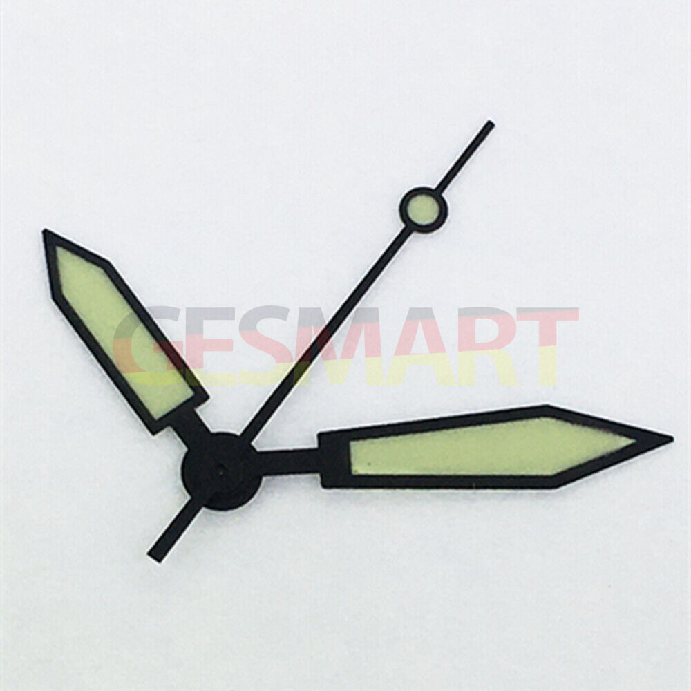 Arrow shaped luminous green watch hands for ETA 2836/2846/2824/2846 movement, enhancing readability and style.