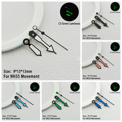 Watch Hands C3 Green Luminous Multi Color Suitable For NH34 NH35 Movement