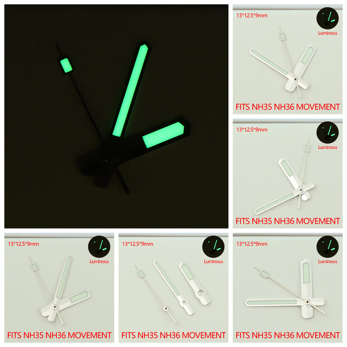 Green Luminous Watch Hands For NH35 NH36 Movement Modified Black Tiger Pointer
