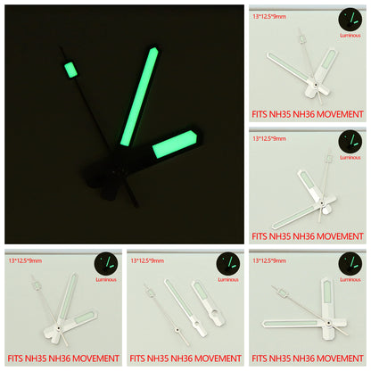 Green Luminous Watch Hands For NH35 NH36 Movement Modified Black Tiger Pointer