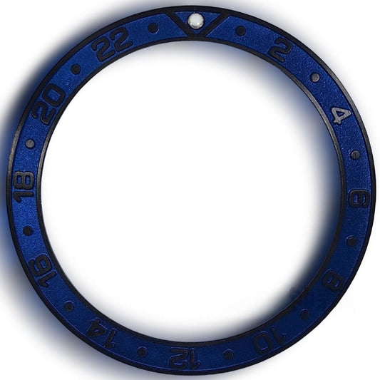 38X30.7Mm Blue Aluminum Watch Bezel Black Raised Font Watch Part