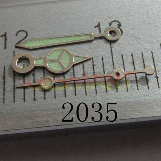 Aiguilles de montre lumineuses vertes avec garniture argentée pour Miyota 2035, 2115, 2105, 2305 et 2315
