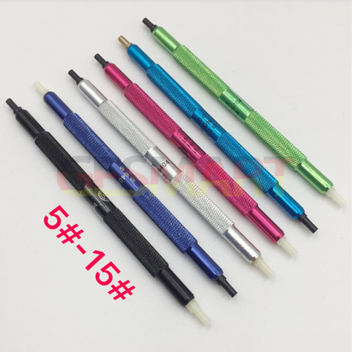 6PCS China Made watch hand presser tool set for precise hand fitting and watch repair tasks.