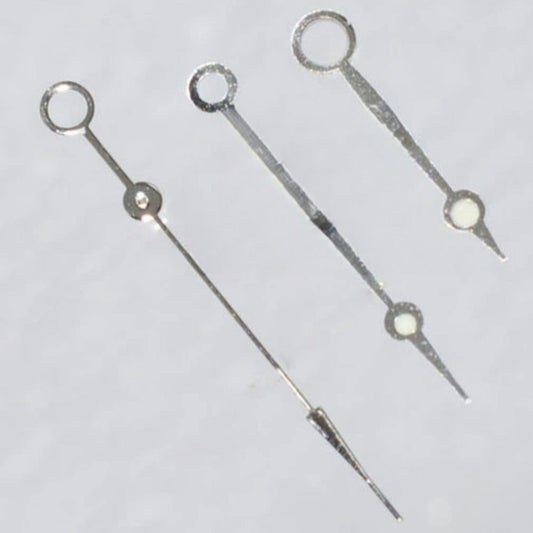 Silver trimmed green lume watch hands, 18.5mm, compatible with Japan made 8200 & 8205 movements by #8240.