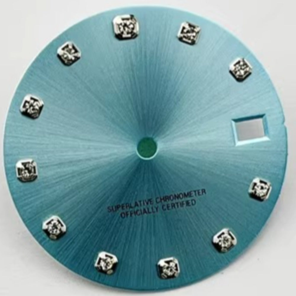 28.5mm Sky Blue Rhinestone Modified Watch Dial NH35A/4R35 Movement No Logo