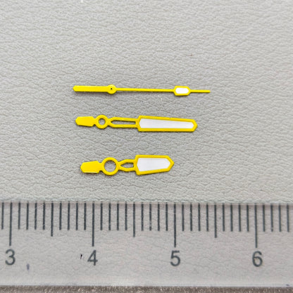 2 Sets Modified 3 Pins Green Luminous Yellow Watch Hands for NH35 NH36 4R 7S