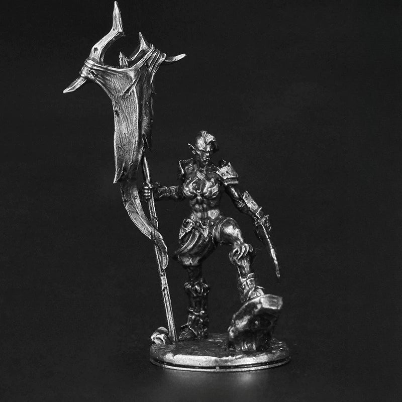 Orc Flag Bearer Warrior Copper Miniature Figurine White Bronze Wargame 318-1