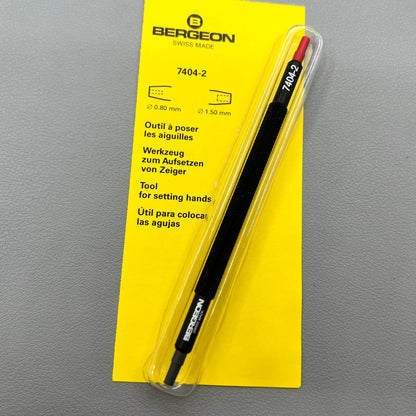 Swiss Bergeon 7404-2 watch hand fitting tool for precise watch repair and assembly.
