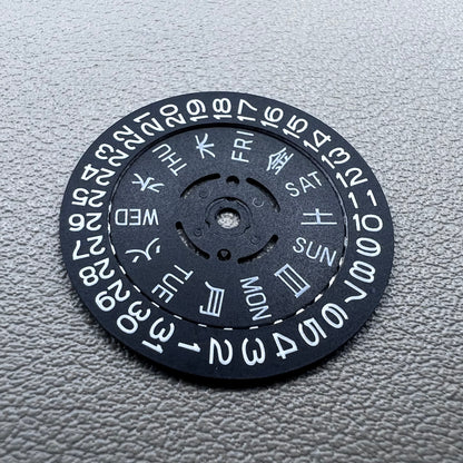Blue Lume Black Date Disk Wheel Week Wheel for Movement NH36 Crown@3.0