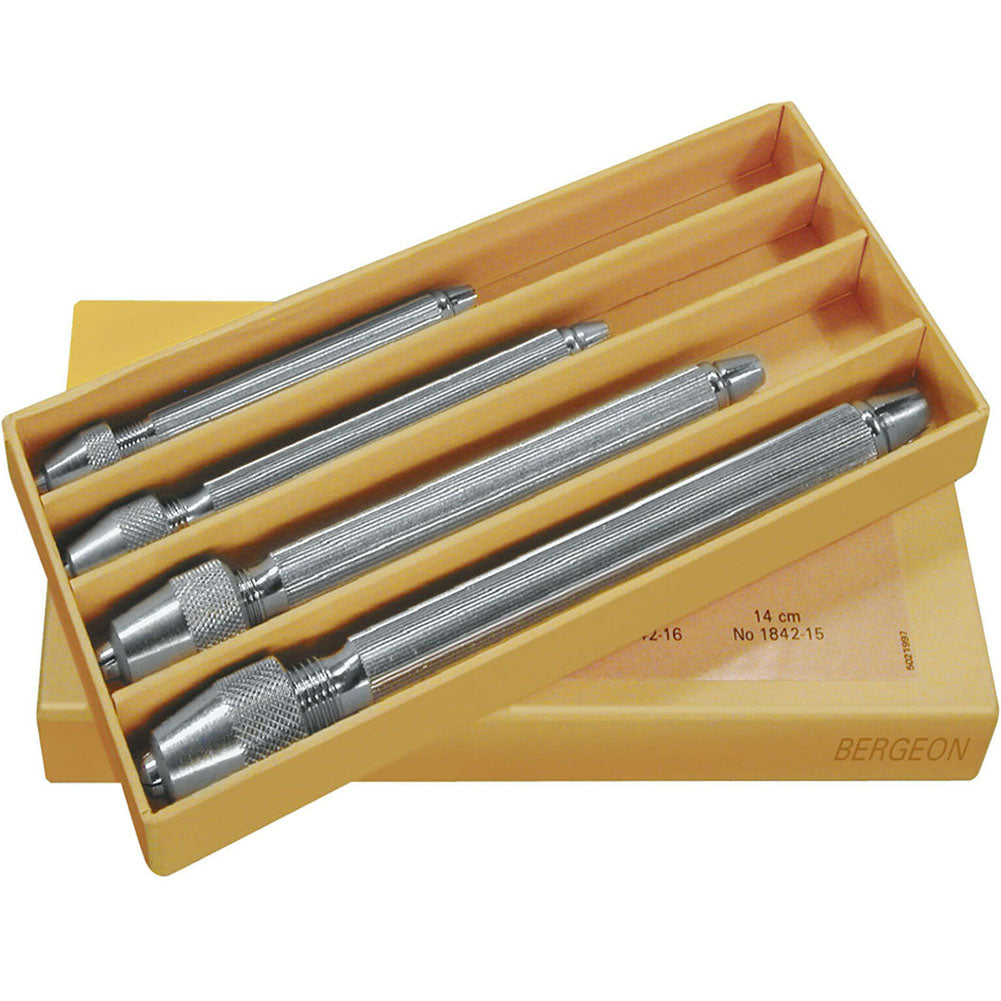 Bergeon 1842-B set of 4 square head pin vice holders for precise watch repair tasks