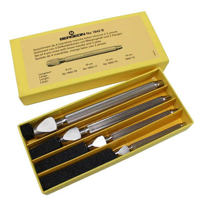 Bergeon 1842-B set of 4 square head pin vice holders for detailed watch repair precision