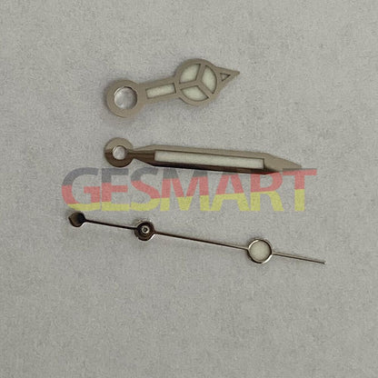 Silver and gold luminous watch hands set for NH35/NH36 movements, ideal for precision watch repairs.