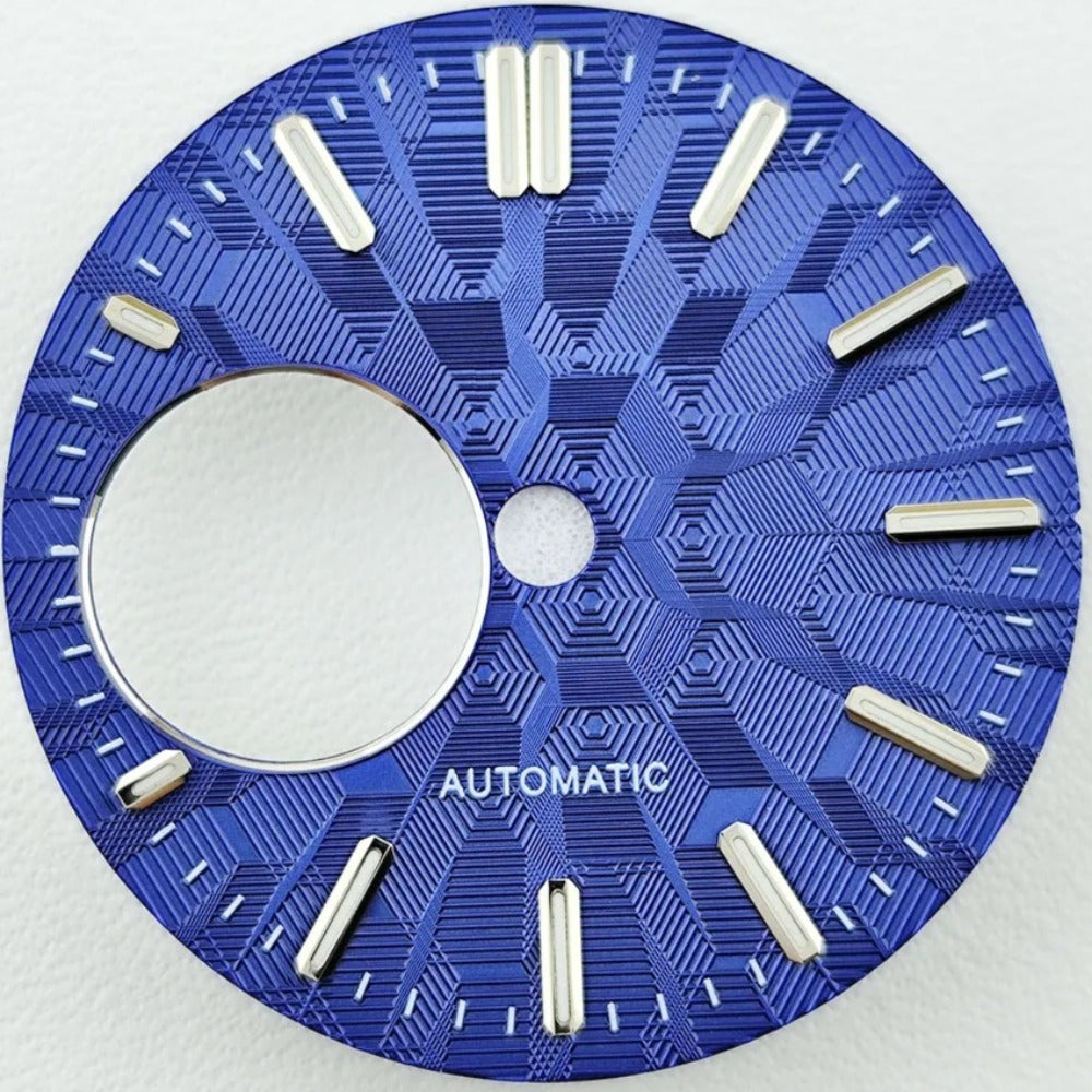 Green Luminous Dark Blue Vein Hollow Watch Dial Fit for NH38 Movement Watch Part
