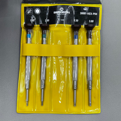 Swiss Bergeon 30081-HEX-P04 Set of 4 Hex Blade Screwdrivers