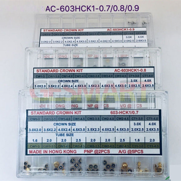 0.7/0.8/0.9 Hongkong Made Standard Watch Crown Kit Assortment for Watchmaker