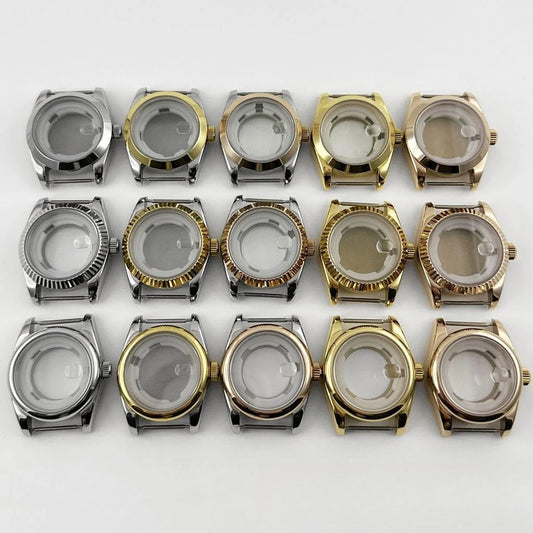 31MM Ladies Round Polished Fluted Bezel Sapphire Crystal Watch Case for NH05/06