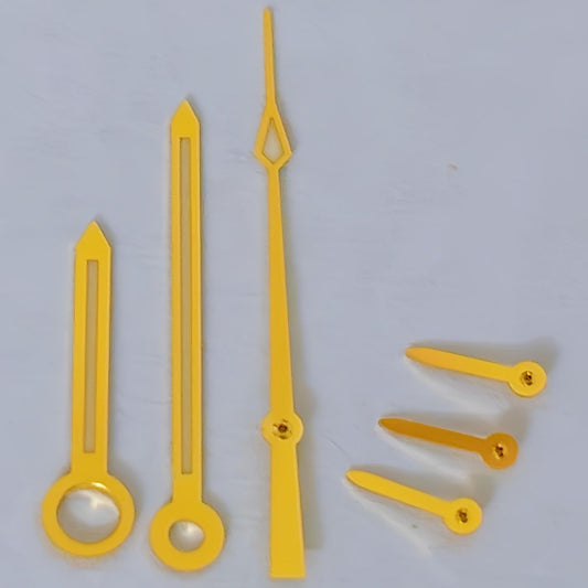Golden trim watch hands for Speedmaster and Seamaster models, compatible with ETA/Dandong 7750 movements.