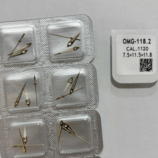 Rose Gold Trim Green Lume Watch Hands for ETA1120 Movement, 7.5x11.5x11.8mm, stylish and precise.