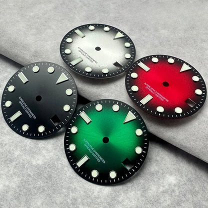 28.5mm Single Calendar Luminous Watch Dial Fit NH35 NH36 Red Black Gray Green