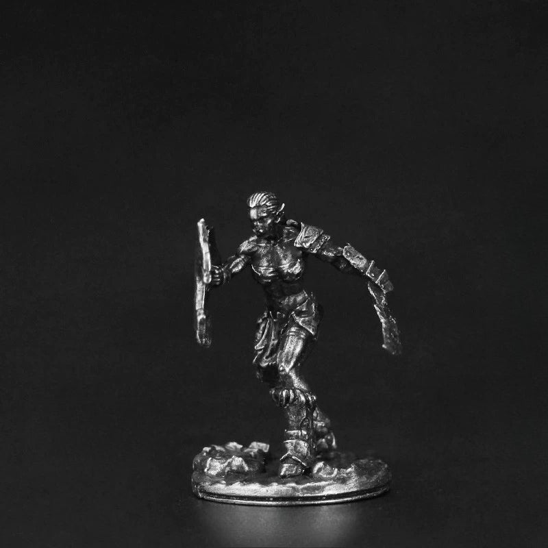 Orc Shield Maiden Warrior Copper Miniature Figurine White Bronze Wargame 318-3