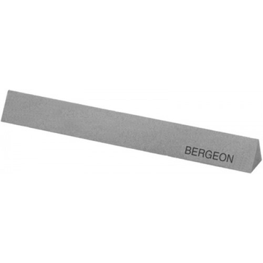 Bergeon 1953-D triangular Arkansas stone for precise watch accessory sharpening, 100x10 mm size.