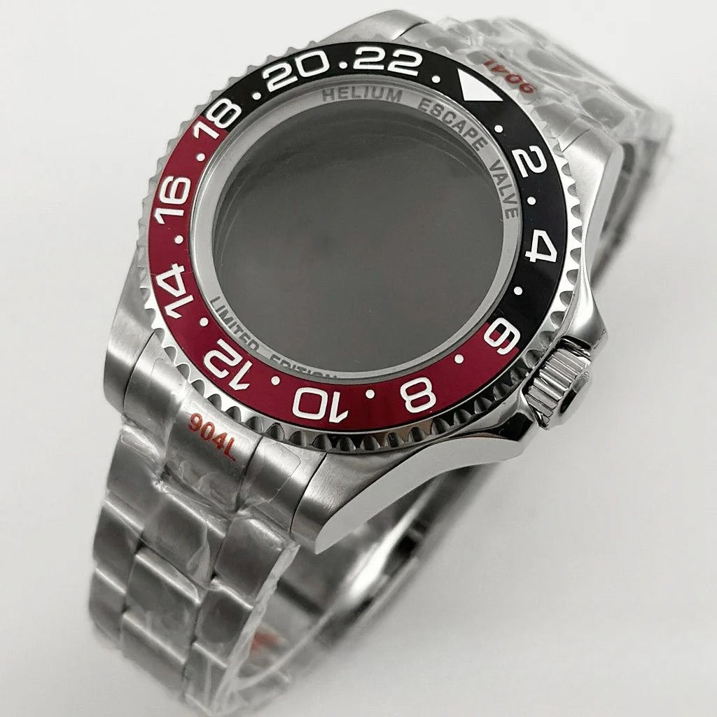 44mm Black Blue GMT Ceramic Bezel Watch Case for Deep SEA for NH34 NH35 NH36