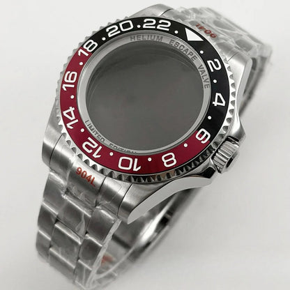 44mm Black Blue GMT Ceramic Bezel Watch Case for Deep SEA for NH34 NH35 NH36