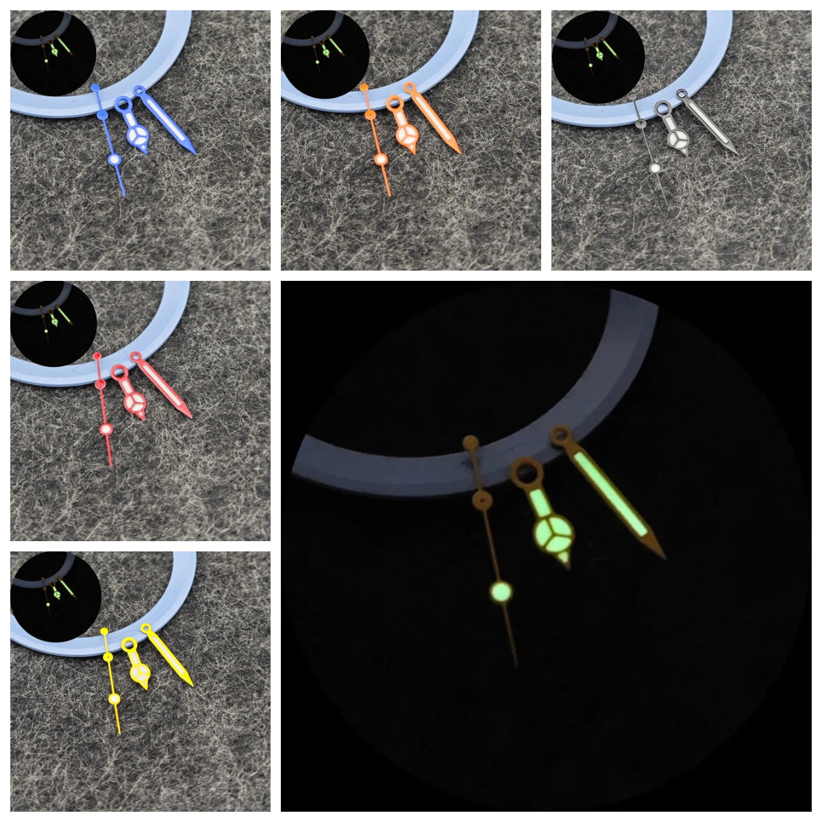 Colored Watch Hands for NH35 NH36 7.8mm*12mm*12.5mm Green Luminous Hands