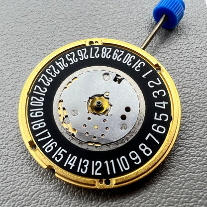 Swiss ETA F05.111 quartz movement watch with 2 hands, date at 6, black dial by ETA.
