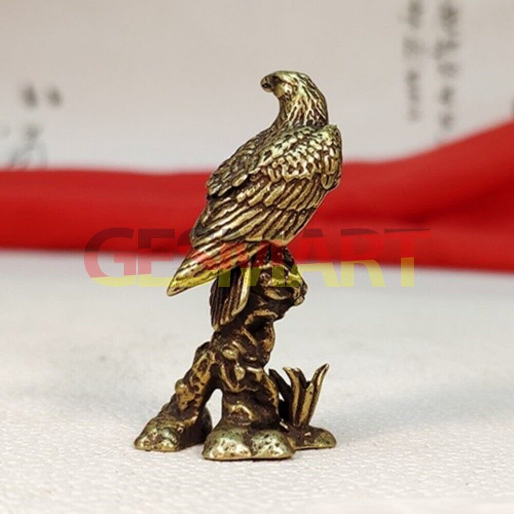 Hand-carved solid copper Eaglet trinket figurine, detailed bronze finish, perfect d�cor accessory.