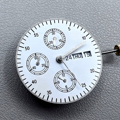 SHANGHAI 7750 White Day Date Small Automatic Mechanical Movement Second@9